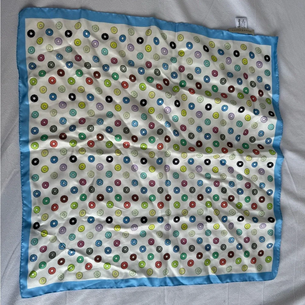 Larioseta x‎ Barbieri Women's 100% Silk Square Scarf Doughnuts Italy Baker